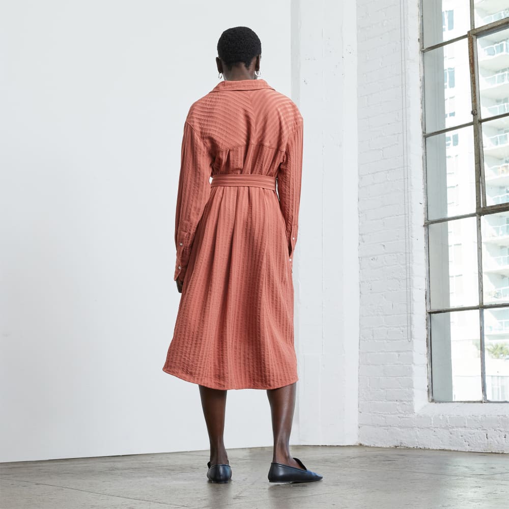 The City Stripe Draped Shirt Dress | Redwood - Image 3