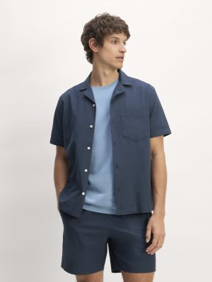 The Seersucker Short-Sleeve Shirt | Deep Blue