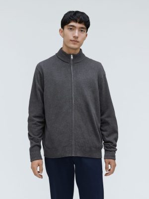 The No-Sweat Full Zip Sweater | Heather Ash