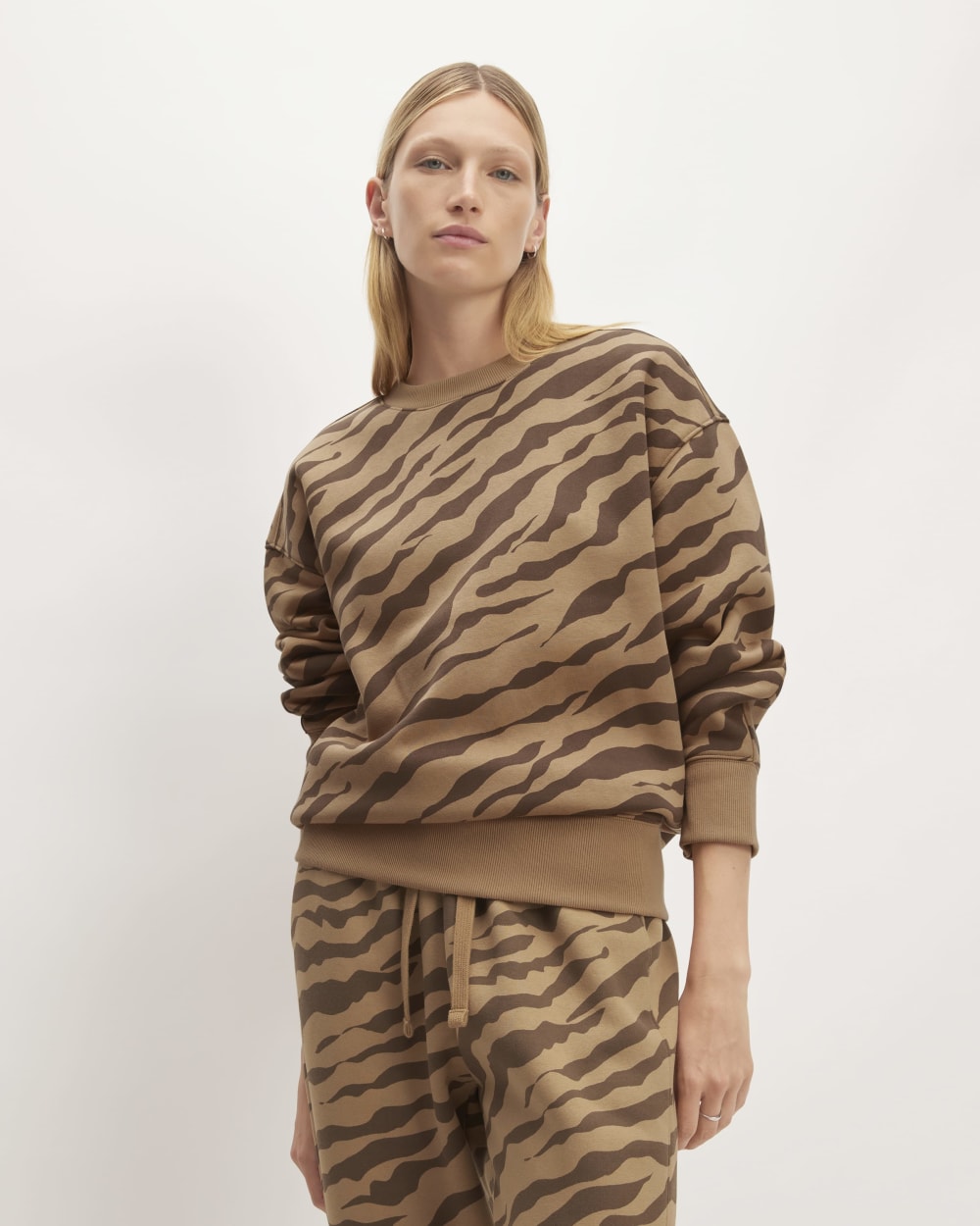 The ReTrack Oversized Crew | Cocoa Tiger Stripe