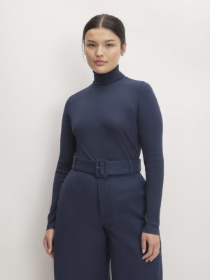 The Luxe Rib Turtleneck | Navy