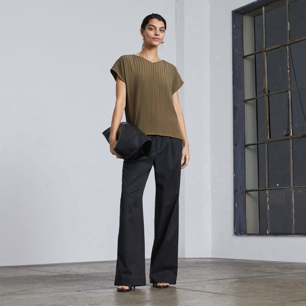 The City Stripe V-Neck Top | Beech - Image 6