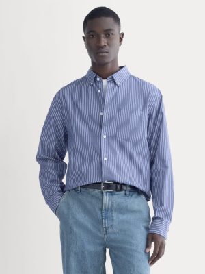 Washed Poplin Shirt | Mazarine Blue / Optic White