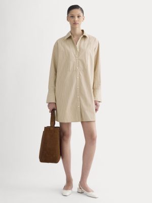 The Mini Shirtdress in Ultrasoft Cotton | Tiger's Eye / Optic White