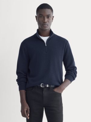 Cashmere Quarter Zip Sweater | Navy