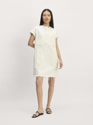 The Denim Workwear Shirtdress | Frayed Hem Bone