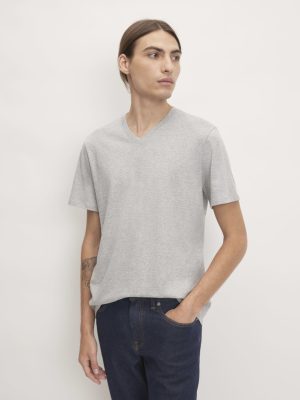 The Organic Cotton V-Neck Tee |  Heathered Grey