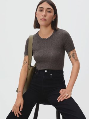 The Pima Micro-Rib Crew Tee | Heathered Fatigue