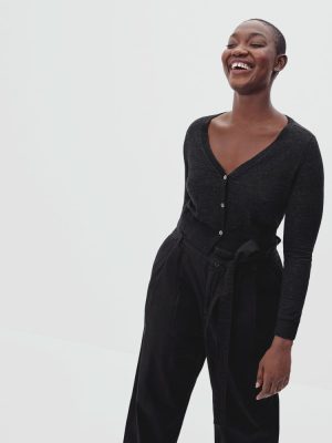 The Featherweight Alpaca Cardigan | Heathered Black