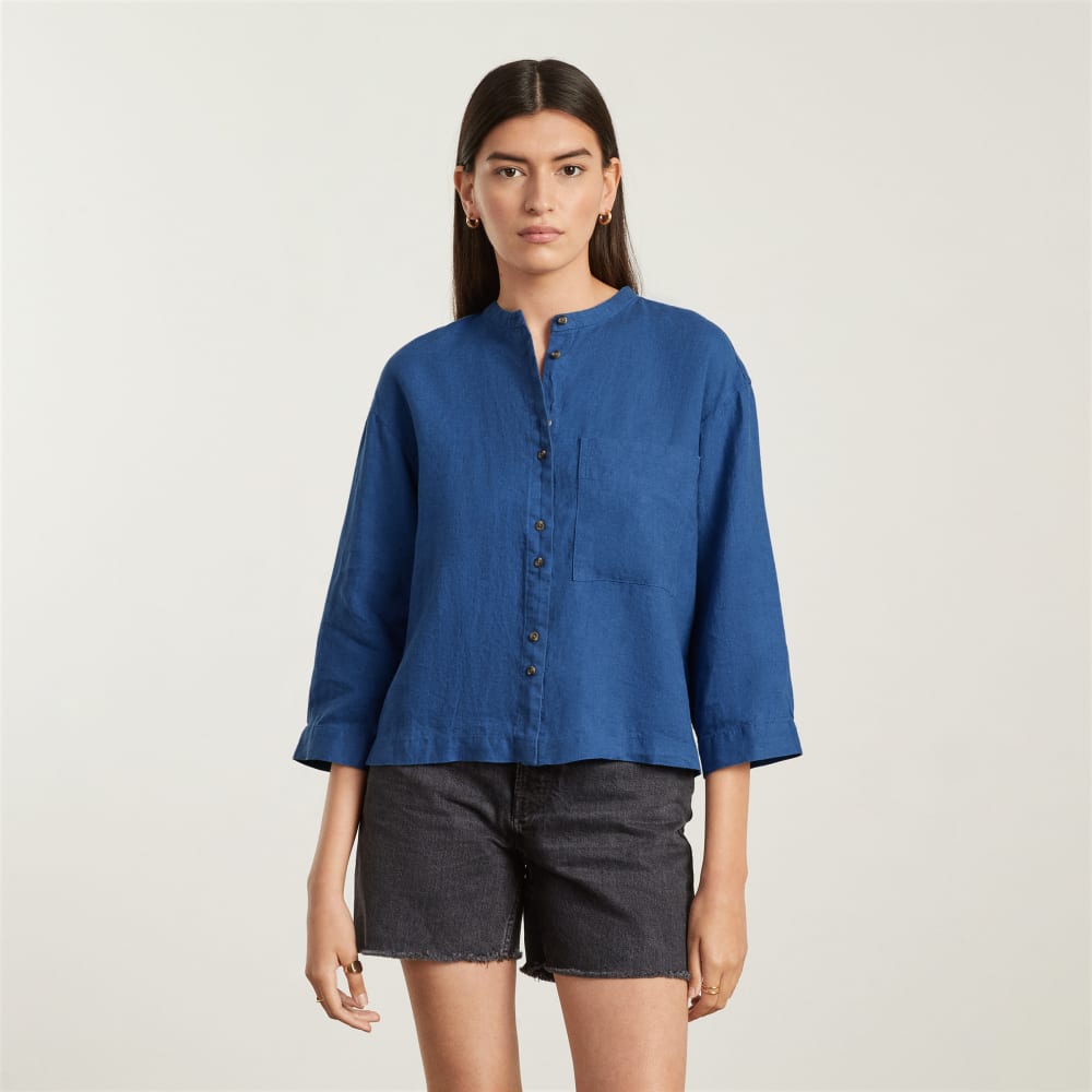 The Linen Billow Blouse | Deep Blue - Image 2