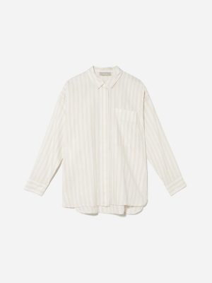 The Oversized Silky Cotton Shirt | Sand / White