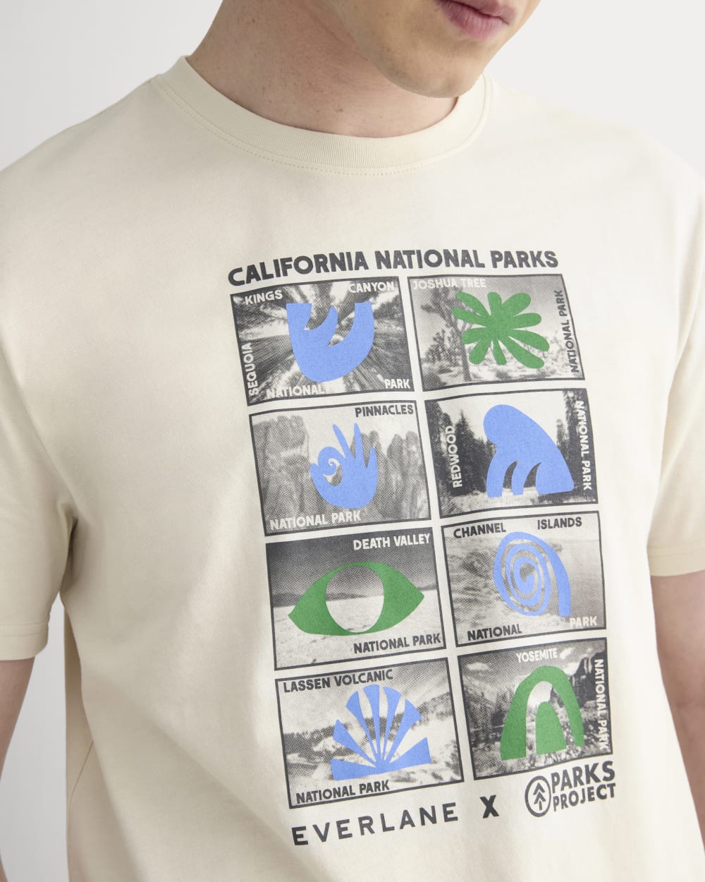 The Everlane x Parks Project Essential Organic Crew | Forged Iron / Birch / Granada Sky Blue / Green - Image 8