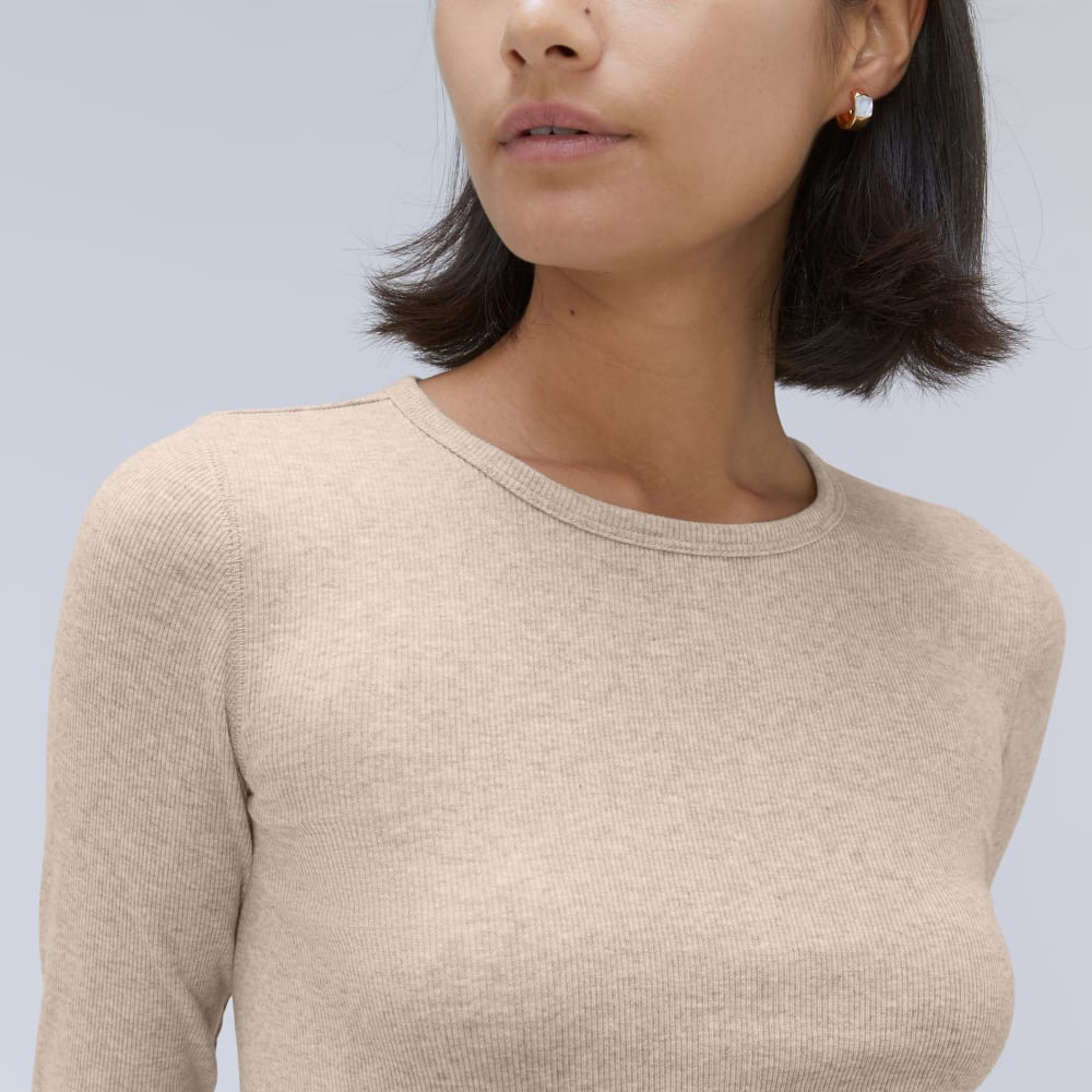 The Luxe Rib Long-Sleeve Crew | Heathered Meringue - Image 4