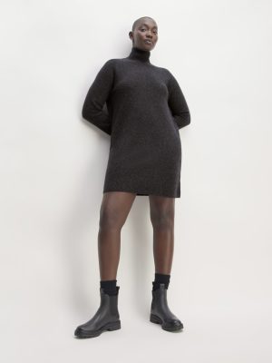 The Cozy Stretch Turtleneck Dress | Charcoal