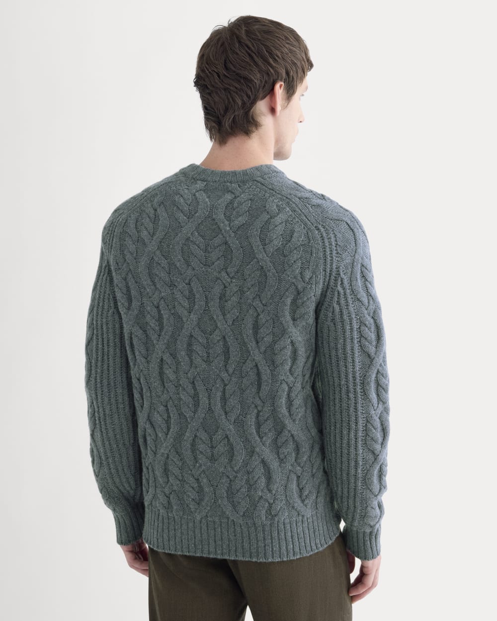 Cable Knit Crew in Luxe Merino | Heather Midnight Navy - Image 5