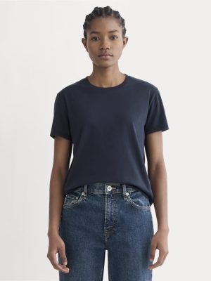 The Box-Cut Tee in Essential Cotton | Navy | No Pocket