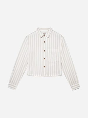 The Way-Short Shirt in Silky Cotton | Sand / White