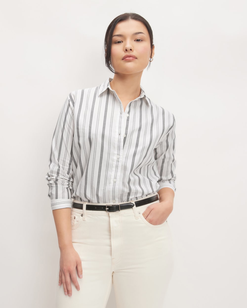 The Must-Have Shirt in Silky Cotton | Bone / Black