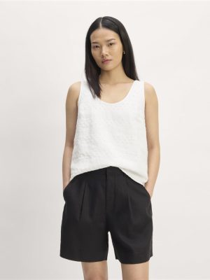 The Linen Eyelet Scoop-Neck Tank | White Eyelet