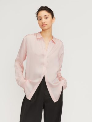 The Satin Relaxed Shirt | Petal Pink