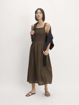 The Gauze Smock Dress | Cocoa / Black