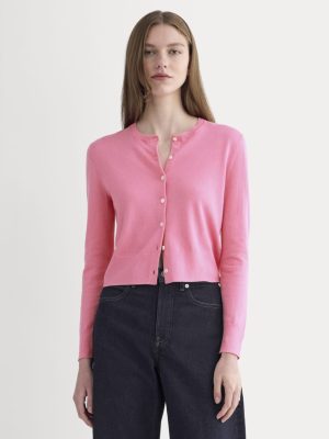 The Cropped Cardigan in Cotton Cashmere | Deep Pink