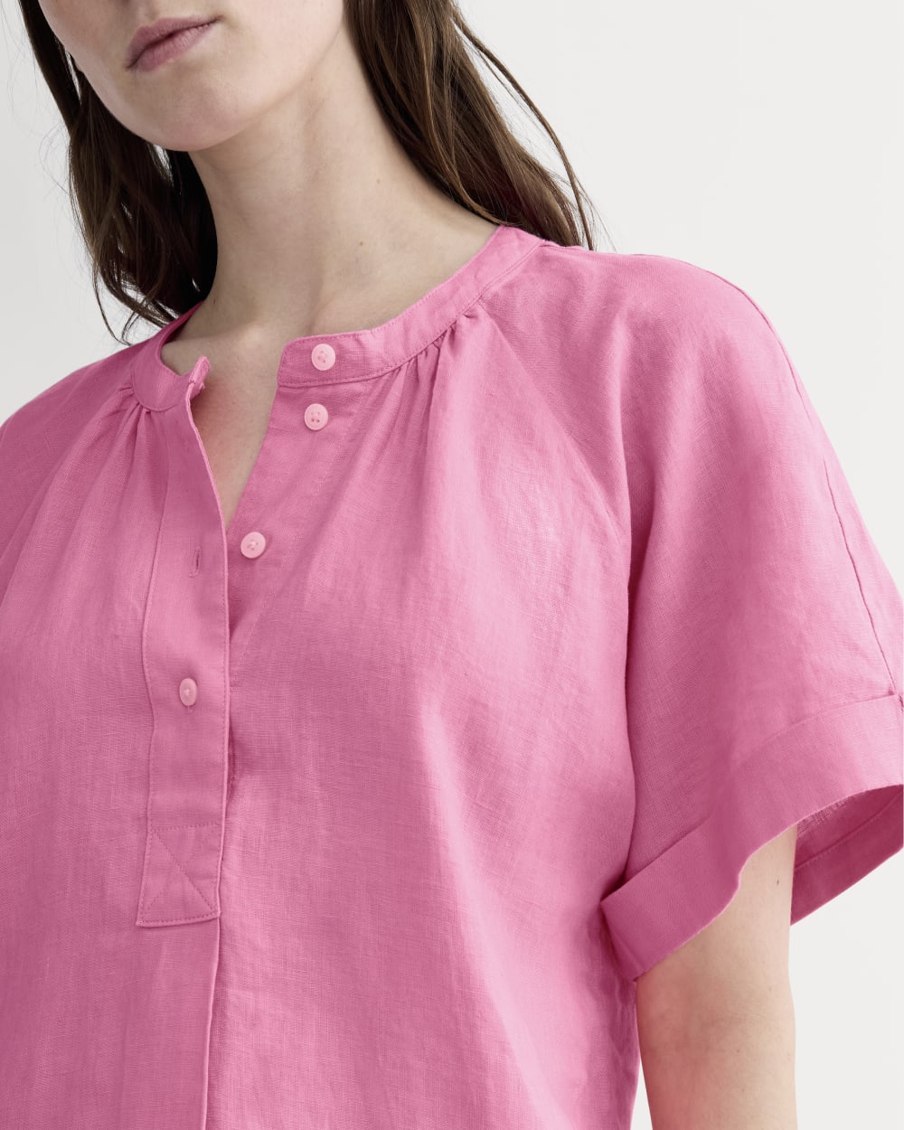 The Popover Dress in Linen | Deep Pink - Image 3