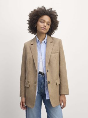 The Oversized Blazer in Wool | Beige Twill