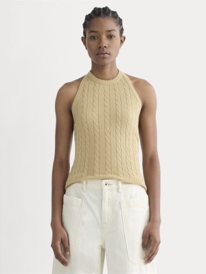 The Cable Halter in Cotton Cashmere | Classic Khaki
