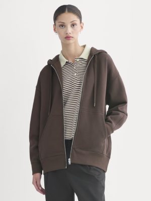 Luxe Fleece Oversized Full-Zip Hoodie | Dark Chocolate