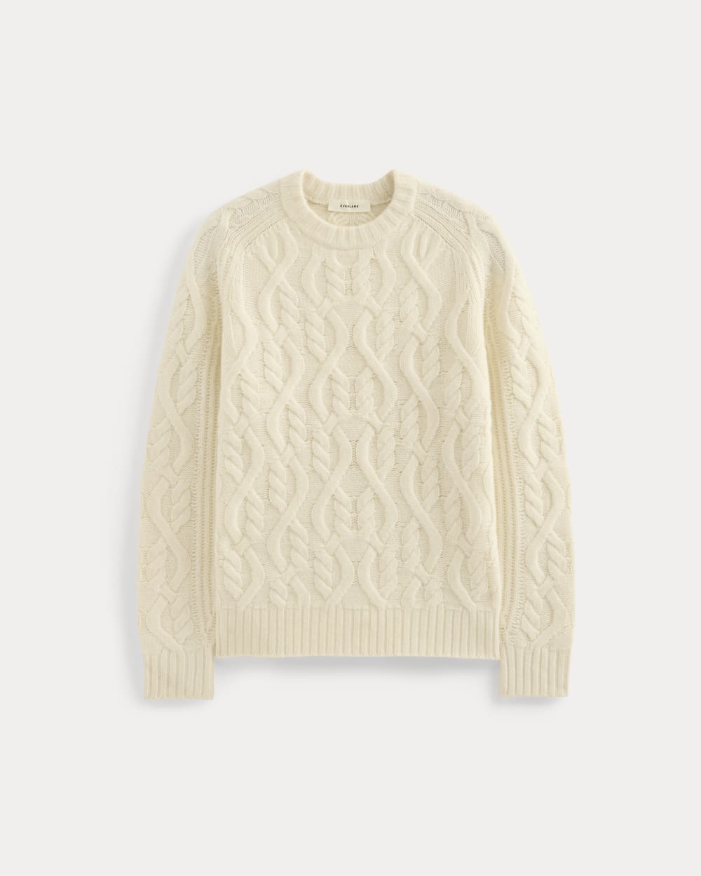 Cable Knit Crew in Luxe Merino | Bone - Image 2