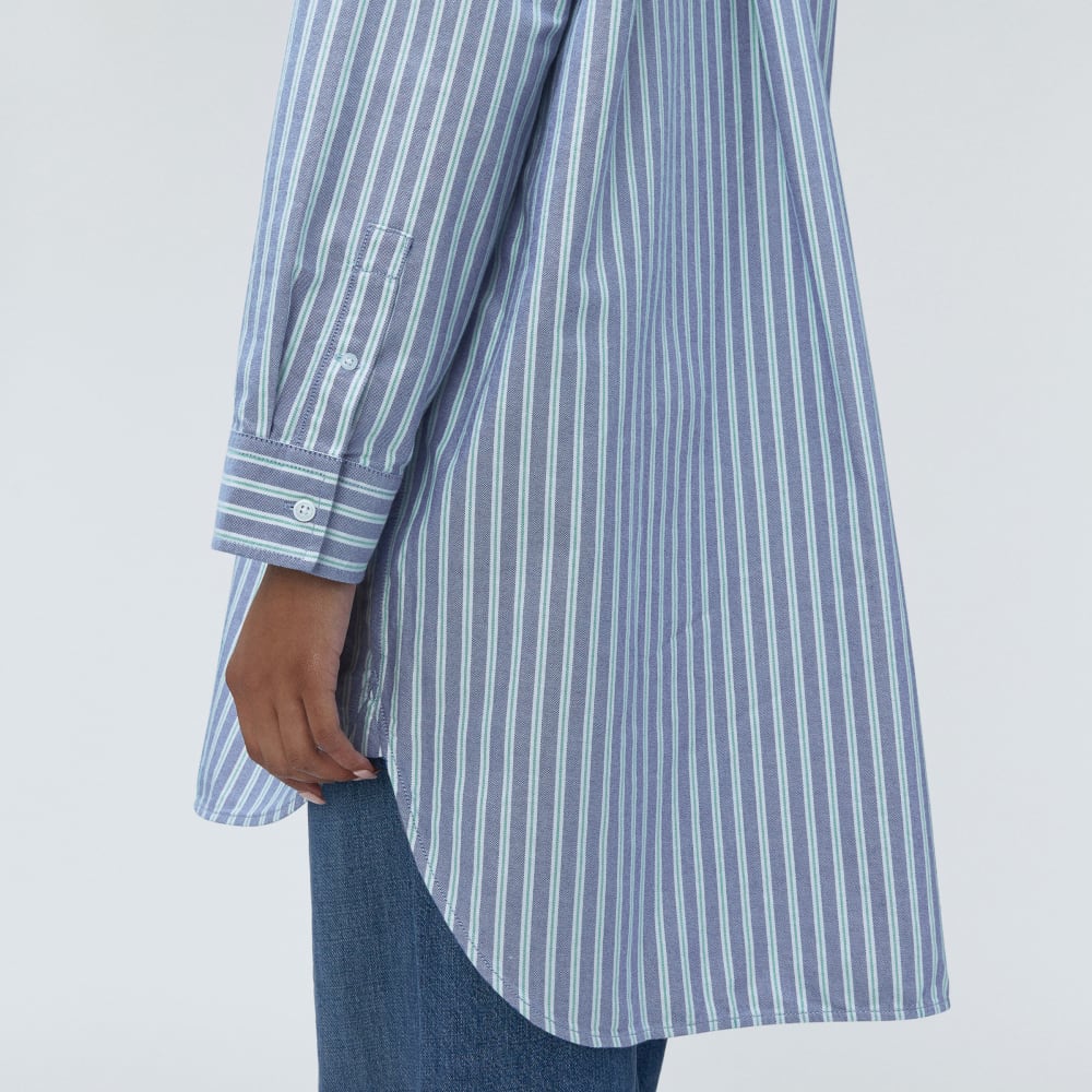 The Way Long Oxford Shirt | Lapis Blue / Bright Jade / Optic White - Image 6