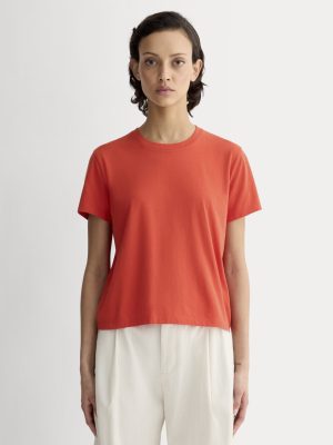 The Box-Cut Tee in Essential Cotton | Poppy Red | No Pocket