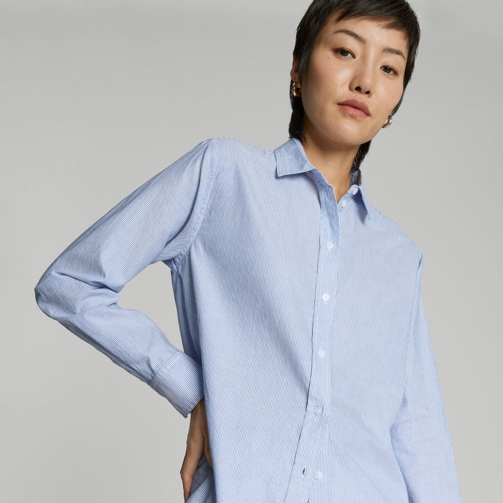 The Must-Have Shirt in Silky Cotton | Lapis Blue / White - Image 4