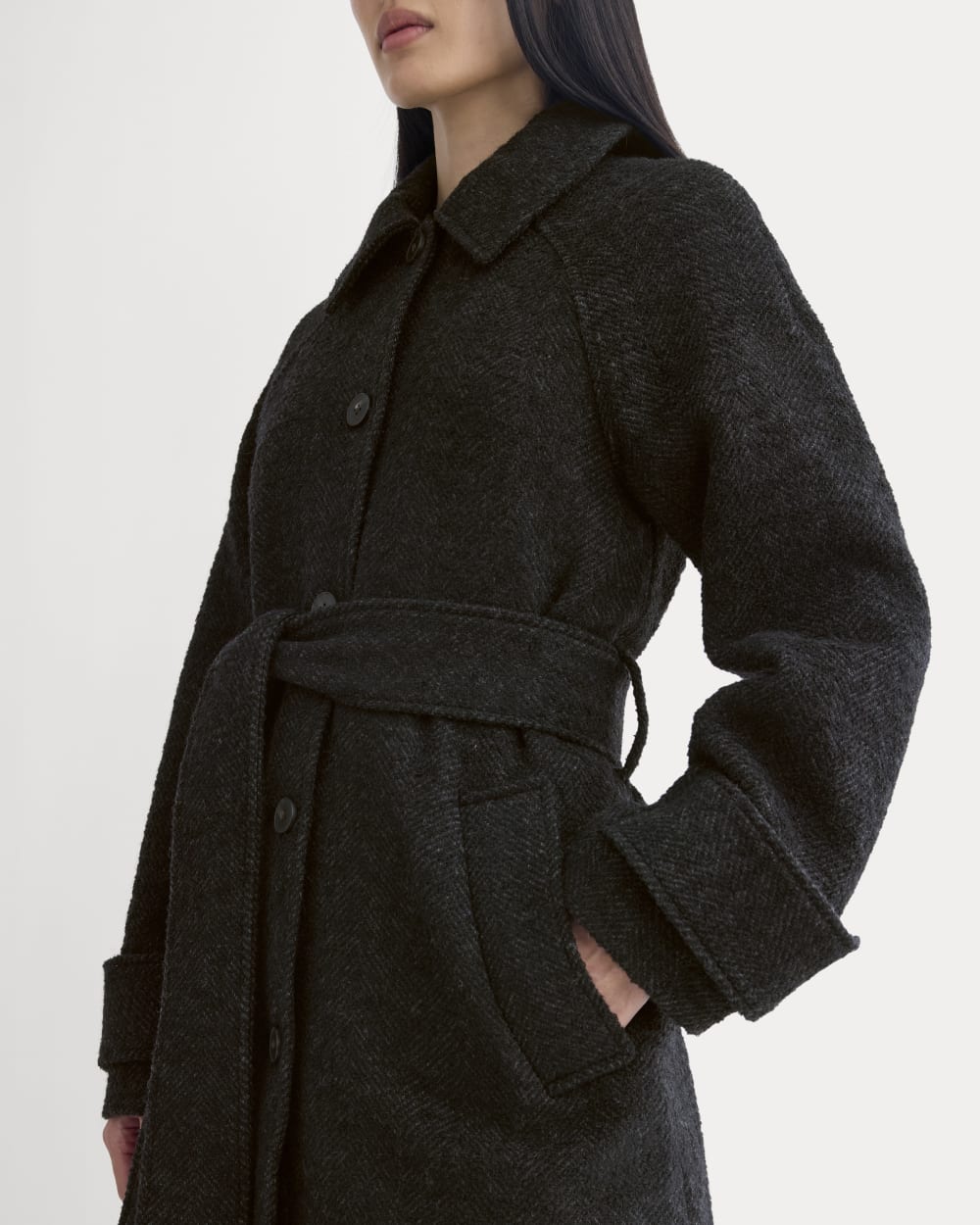 Italian Belted Overcoat | Carbone/Black - Image 3