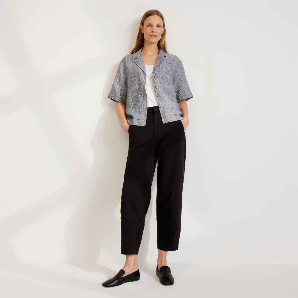 The Linen Workwear Shirt | Canvas Tan / Navy - Image 6