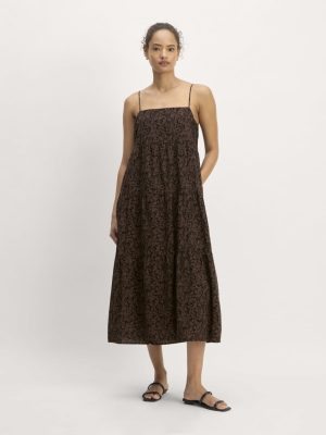 The Gauze Tiered Dress | Black / Cocoa Small Floral