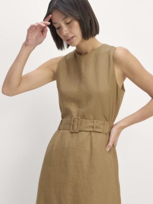 The Linen Belted Midi Dress | Tiger's Eye