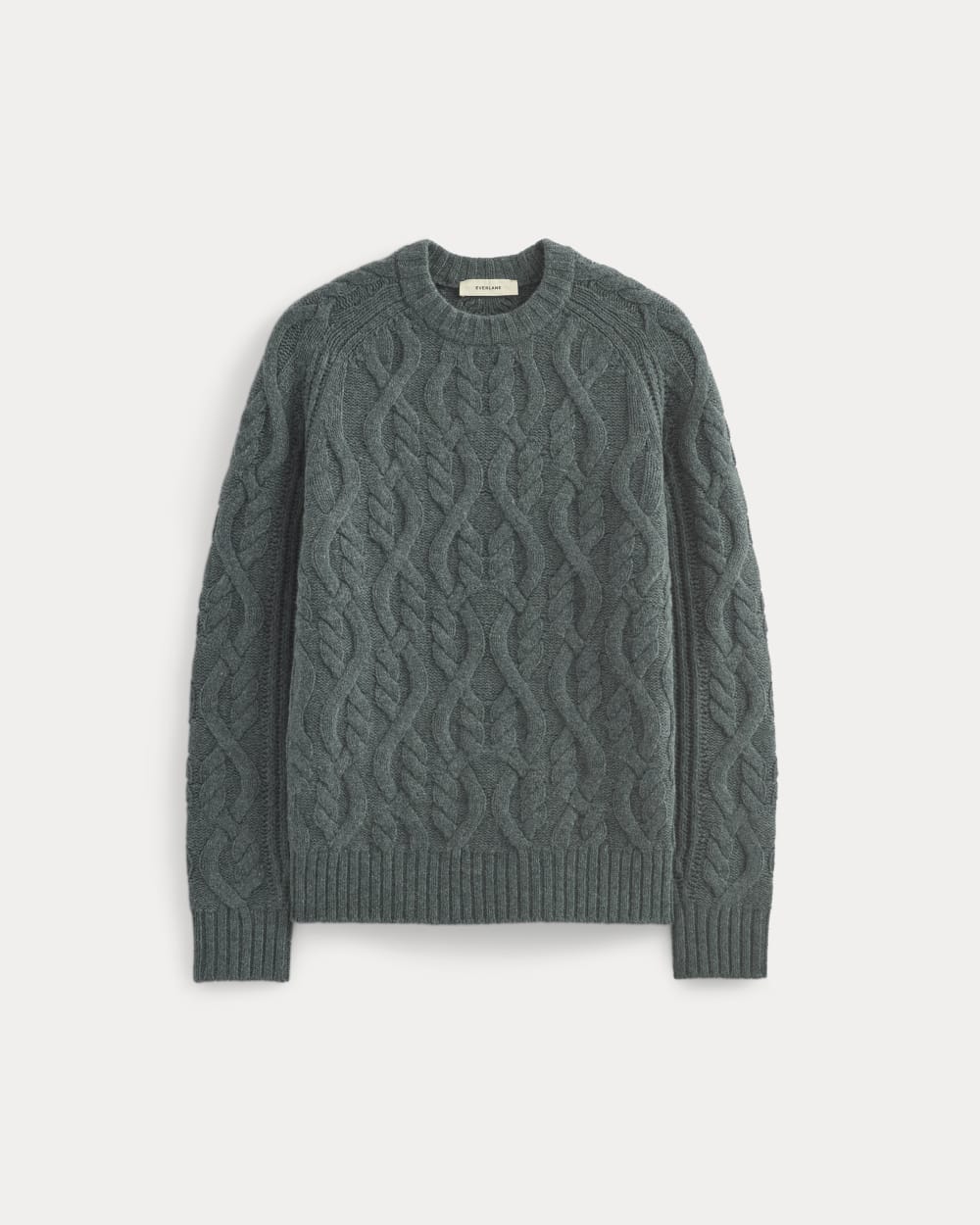 Cable Knit Crew in Luxe Merino | Heather Midnight Navy - Image 2
