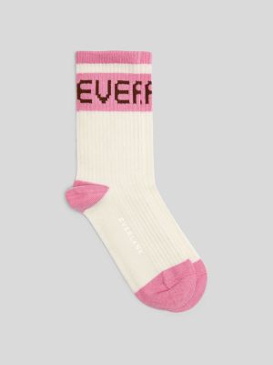 The Ribbed Sweater Sock | Canvas Tan / Fuschia Pink