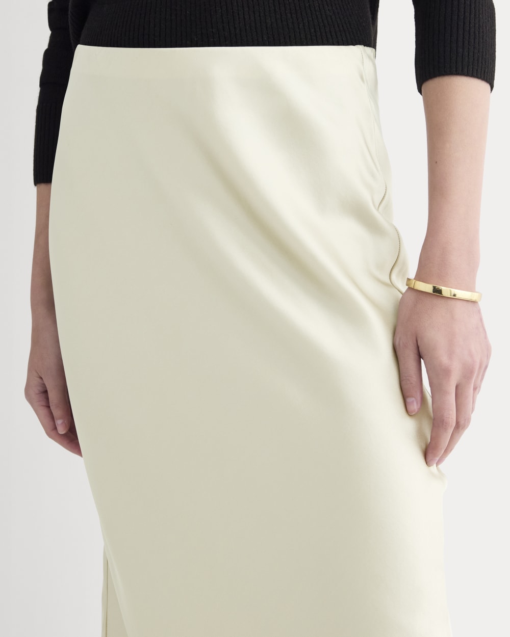 Slip Skirt in Silk Charmeuse | Bone - Image 5