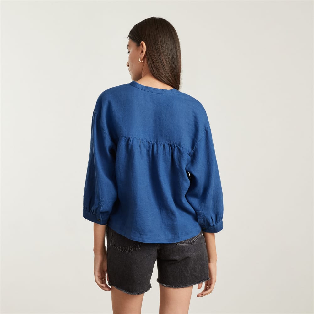 The Linen Billow Blouse | Deep Blue - Image 3