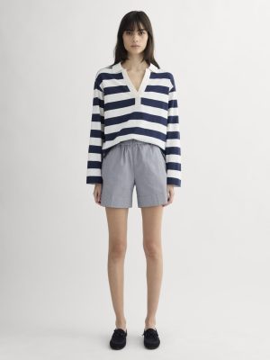 The Easy Short | Dark Denim Pinstripe