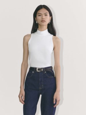 The Form Mock-Neck Tank | White