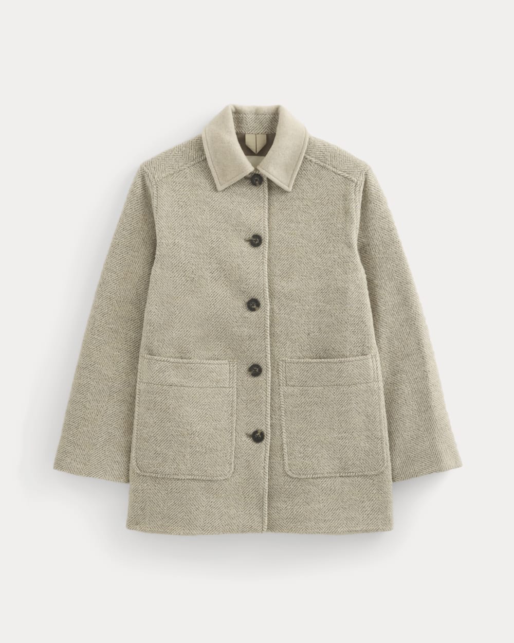 Italian Car Coat | Taupe Herringbone - Image 2