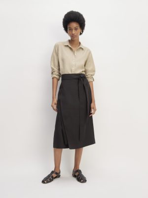 The Linen Wrap Skirt | Black