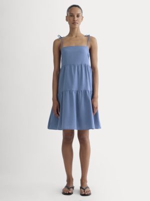 The Gauze Mini Tiered Dress | Soft Cobalt