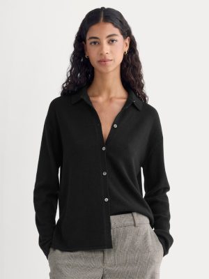 Cashmere Button-Up Shirt | Black