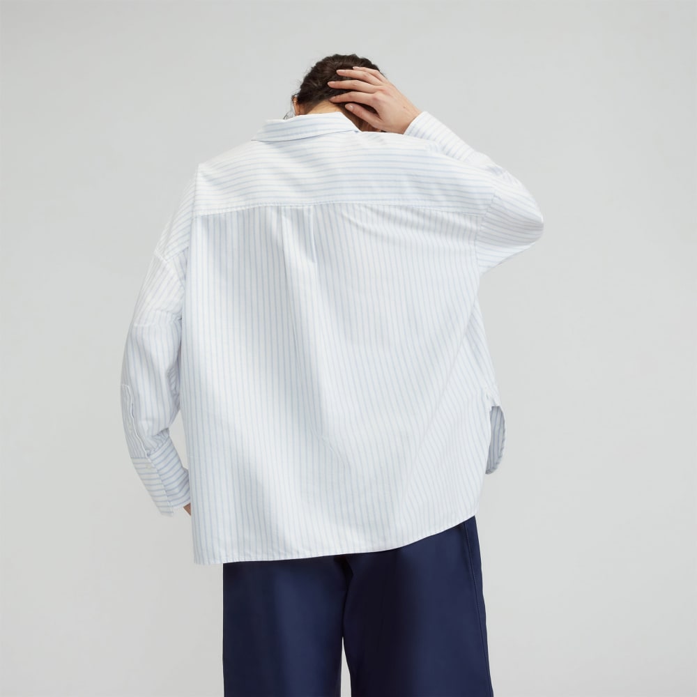 The Boxy Oxford | White / Periwinkle Mini Stripe - Image 3