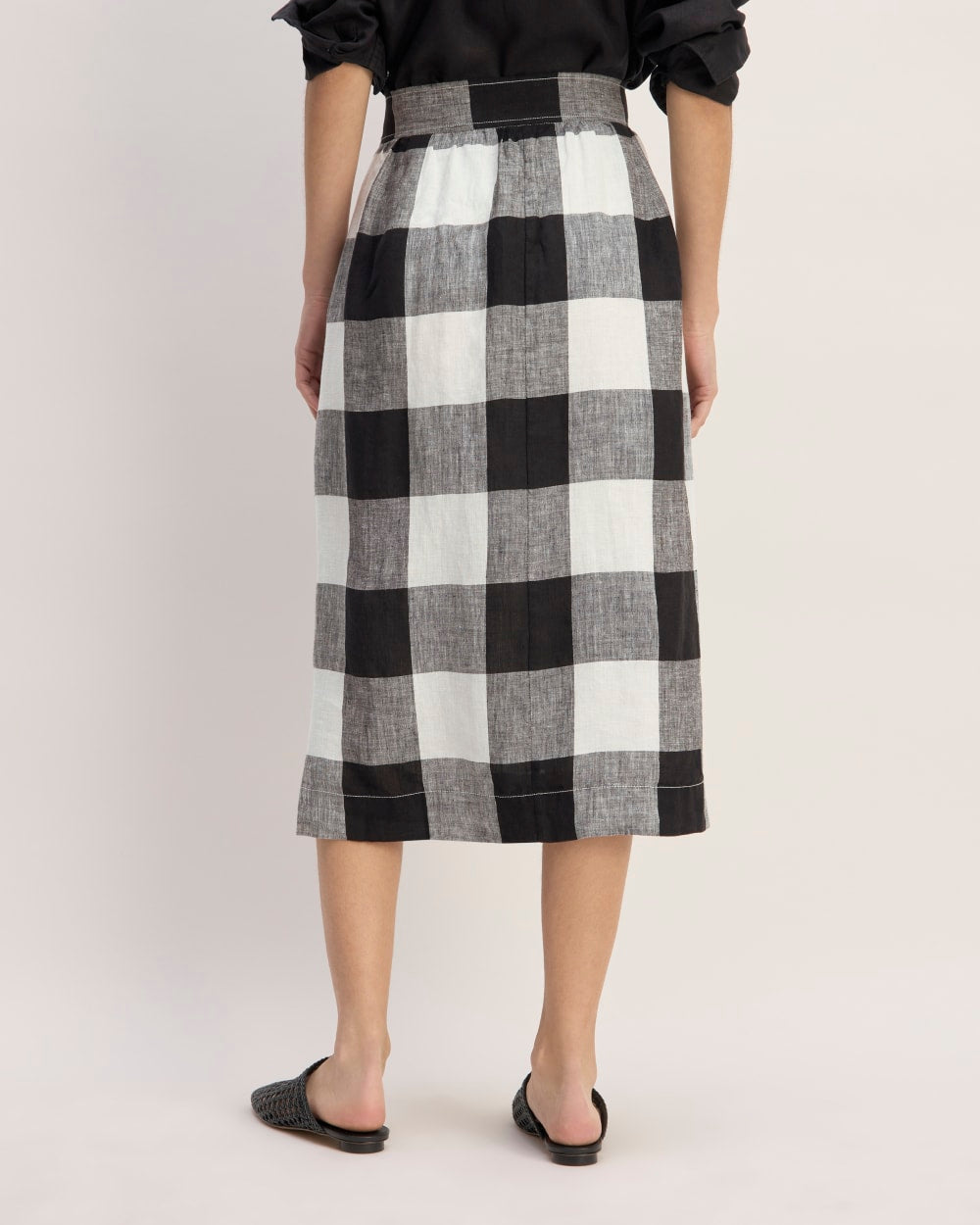 The Linen Wrap Skirt | Bone / Black Check - Image 6